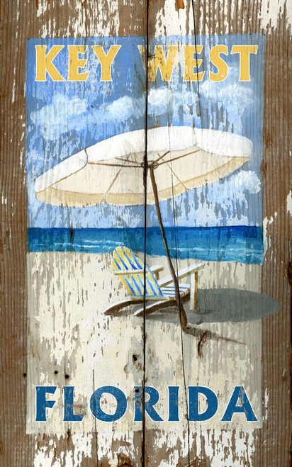 Beach Umbrella and Chair Art Sign