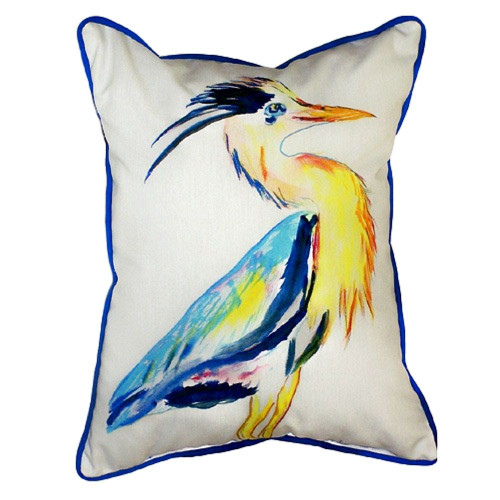 Watercolor Art Heron Beach House Pillow