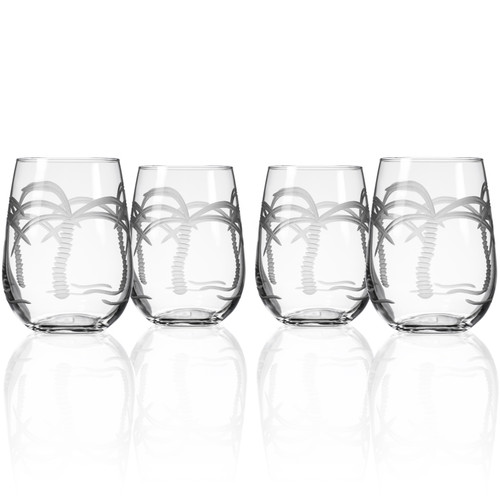  Palm Tree Stemless Tumblers-Set of 4