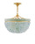 Bayou Sea Glass and Gold Finished Chandelier with ceiling canopy