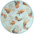 Light Blue Coral Reef Wool Hooked Rug round size