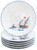Set of Six Hand Painted Sailing Life Dinner Plates