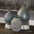 Set of 3 Sea Tossed Blue-Green Vases