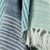 Aqua Stripes Casual Knit Throw with Fringe close up