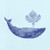 Blue Damask Whale Shower Curtain close up