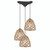 Coastal Inlet 3-Light Triangular Mini Pendant Fixture in Oil Rubbed Bronze with Rope