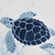 Soft Embroidered Sea Turtle Navy Throw Pillow close up