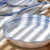 Nantucket White and Blue Striped Pasta Bowl on table
