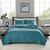 Keaton Teal Stitched Quilted Queen Bedding Set
