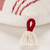 Camano Isle Red and White Pillow close up 2