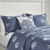 Navy Seaside Shells 4-Piece King Size Quilted Bedding Set close up