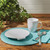 Shore Sea Shells Salad Plates - Set of Four on table with mug