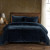 Midnight Blue Faux Silk Velvet Duvet 3-Piece Bedding