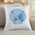 Blue Scallop Shell Raised Print Throw Pillow on chair