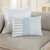 Capistrano Ocean Blue Linen Striped 14 x 20 Throw Pillow on sofa