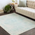 Positano Vintage Aqua and Cream Plush Rug room scene