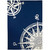 Sailor's Compass Navy Blue Hand-Hooked Area Rug 