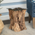 Driftwood Glass Topped Accent Table beside chair