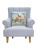 Nautilus and Sea Shell Wool Hooked Pillow on chair