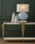 Pale Blue Laconia Glass Table Lamp room view light on