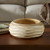 Handcrafted Waveform Sculptural Wooden Bowl on table 