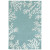 Aqua and White Coral Branch Border Design Rug