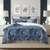 Captiva Beach Palms Indigo Blue Luxury Duvet 3-Piece Bedding Set