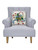 Blue Chinoiserie Candy Cane Hooked Pillow on chair
