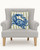 Seaside Striped Blue Crab Wool Hooked Pillow on chair