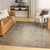Normandy Park Blue Vintage Washable Area Rug room view 2