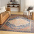 Cancale Park Navy and Coral Vintage Washable Area Rug room view 3