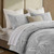 Silvered Grey Palm Leaves Queen Size 3-Piece Duvet Set close up view 2