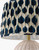 Kenzie White Woven Rattan Lamp with Navy Shade close up 
