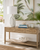 Tropical Palm Echoes Designer Table Lamp in space with Encinitas console table