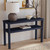 Gina Navy Blue Raffia Wrapped Console Table room view