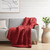 Red Chunky Handmade Double Knit Throw on sofa