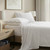 Siesta Driftwood Scalloped Queen Size Sheet Set on bed 4