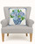 Rhapsody in Blue Hydrangeas Wool Hooked Pillow on chair