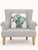 Rhapsody in Blue Hydrangeas I Wool Hooked Pillow on chair