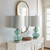 Waterfront Teal Glass Table Lamp Set in an entry way