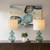 Waterfront Teal Glass Table Lamp Set  buffet view