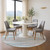 On the Boardwalk Teal Seaside Area Rug round in dining room