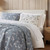 Catalina Blue Botanical 3-Piece Premium Quilt Set close up