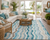 Turquoise Ocean Drift Wave Striped Rug Tropical style living room
