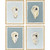 Oysters on Blue Framed Giclée Art Set of four