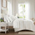 Sea Breeze White Cotton Embroidered Euro Sham on bed 3