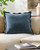 Bristol Blue Velvet Scalloped Edge Pillow on sofa