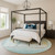 Teal Blue Regatta Sail Boat Area Rug round in bedroom