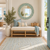 Skye Island Mother of Pearl Shell Mirror with Lido Key Bench and Cherish Blue Rug