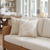 Ivory Embroidered Palm Leaves 18 x 18 Indoor Throw Pillow on sofa